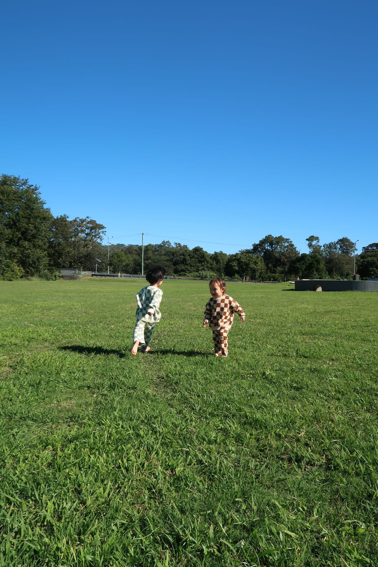 zaza checkerboard knit set - chocolate