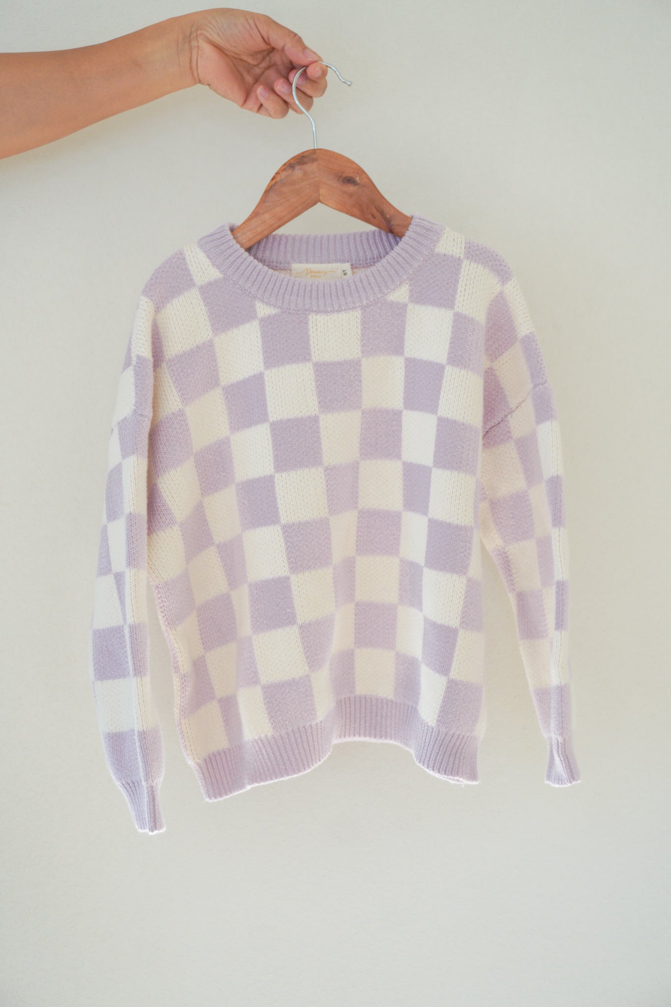 zaza checkerboard knit set - lilac