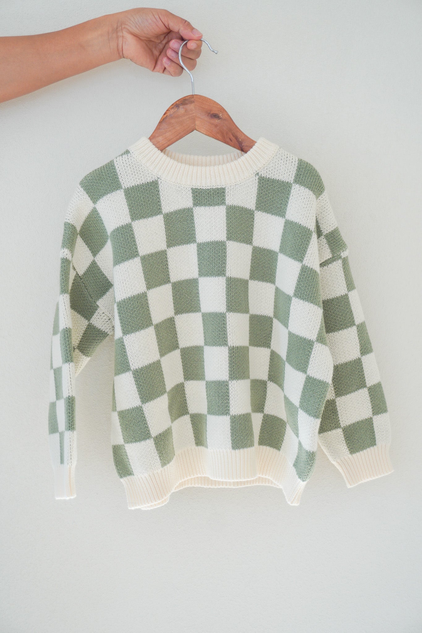 zaza checkerboard knit set - sage