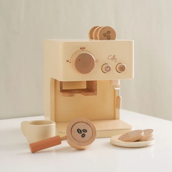 koa montessori wooden coffee maker play set