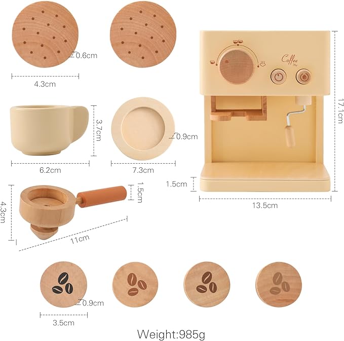 koa montessori wooden coffee maker play set