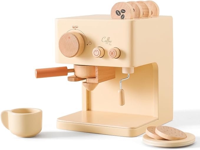 koa montessori wooden coffee maker play set