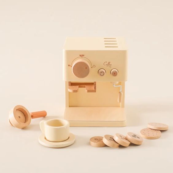 koa montessori wooden coffee maker play set