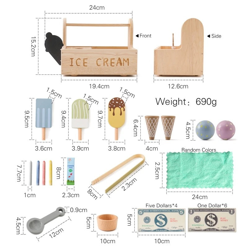 mela montessori wooden ice-cream station