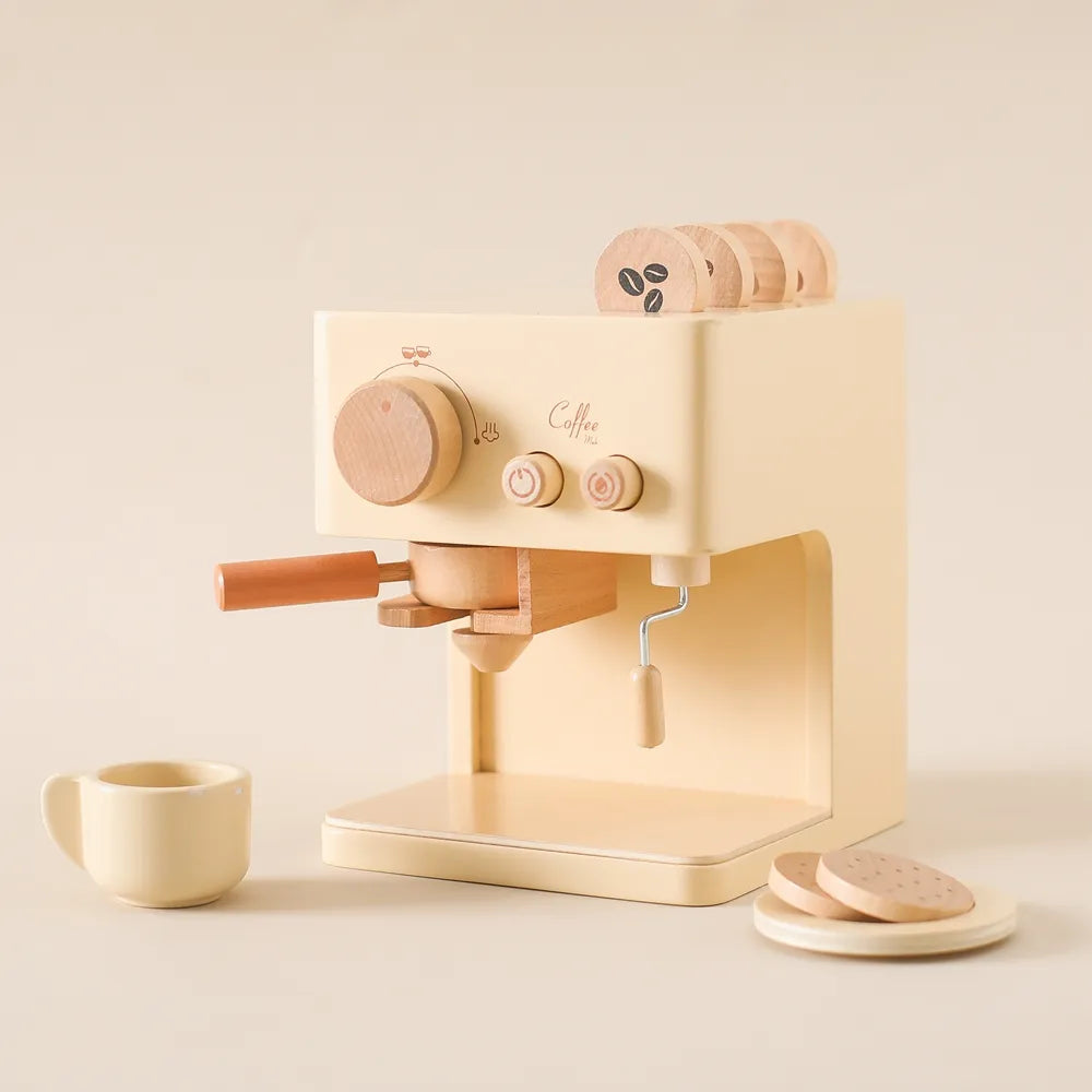 koa montessori wooden coffee maker play set