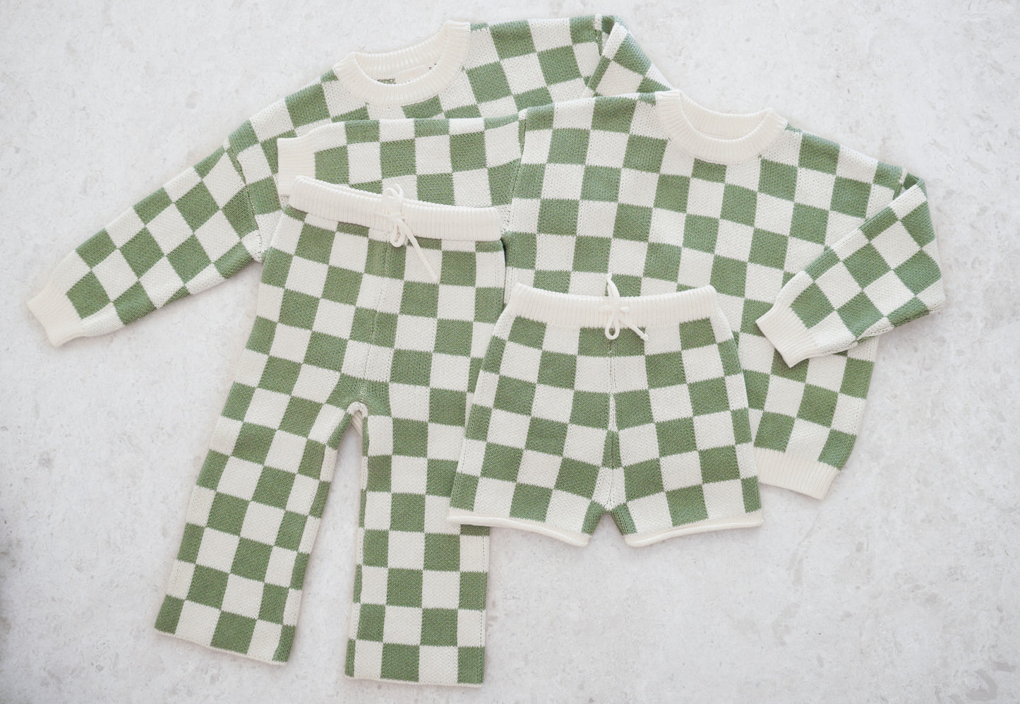 zaza checkerboard knit set - sage