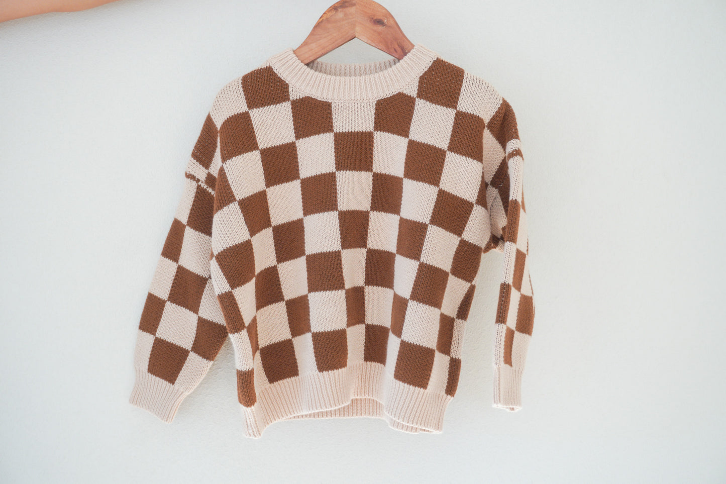 zaza checkerboard knit set - chocolate