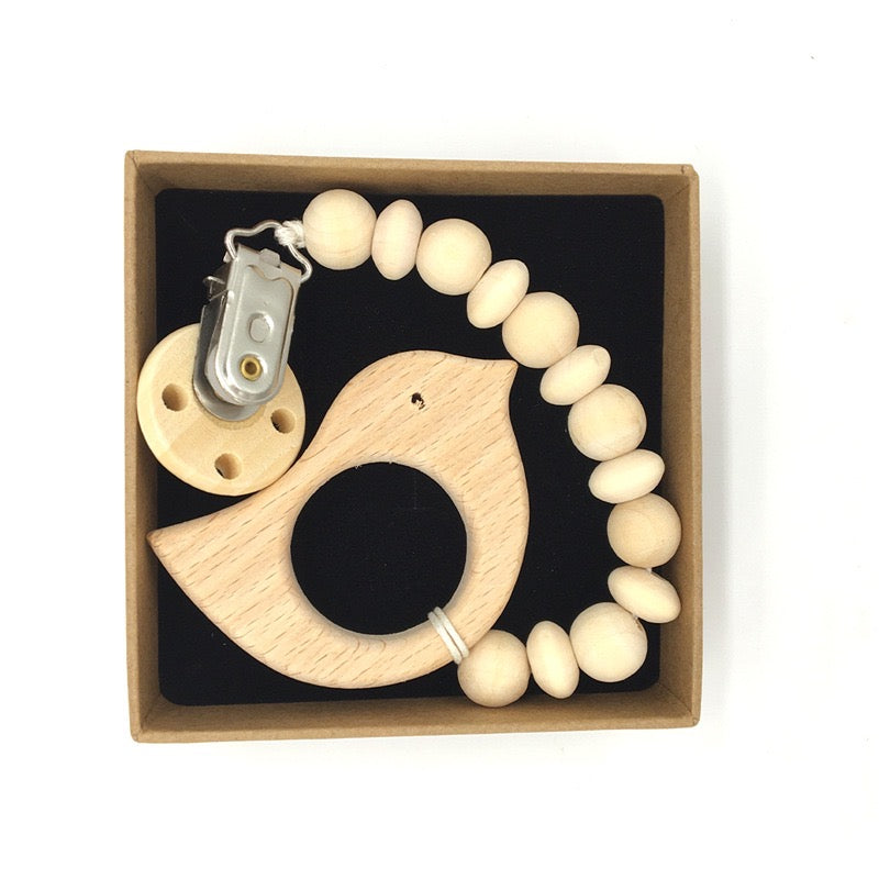 elephant wooden pacifier chain