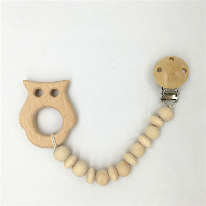 elephant wooden pacifier chain