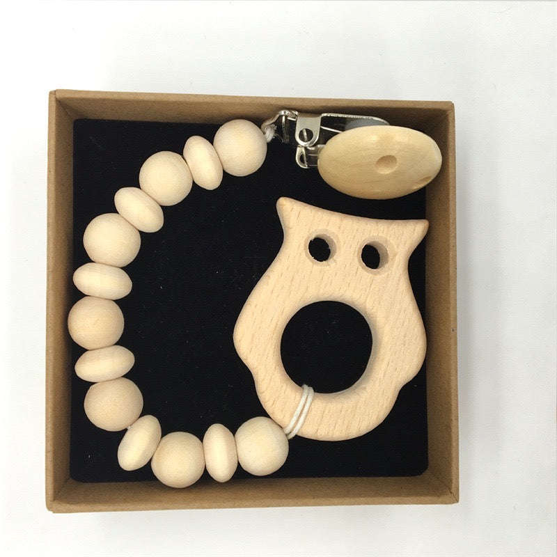 elephant wooden pacifier chain