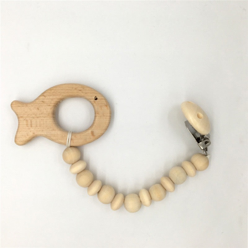 elephant wooden pacifier chain