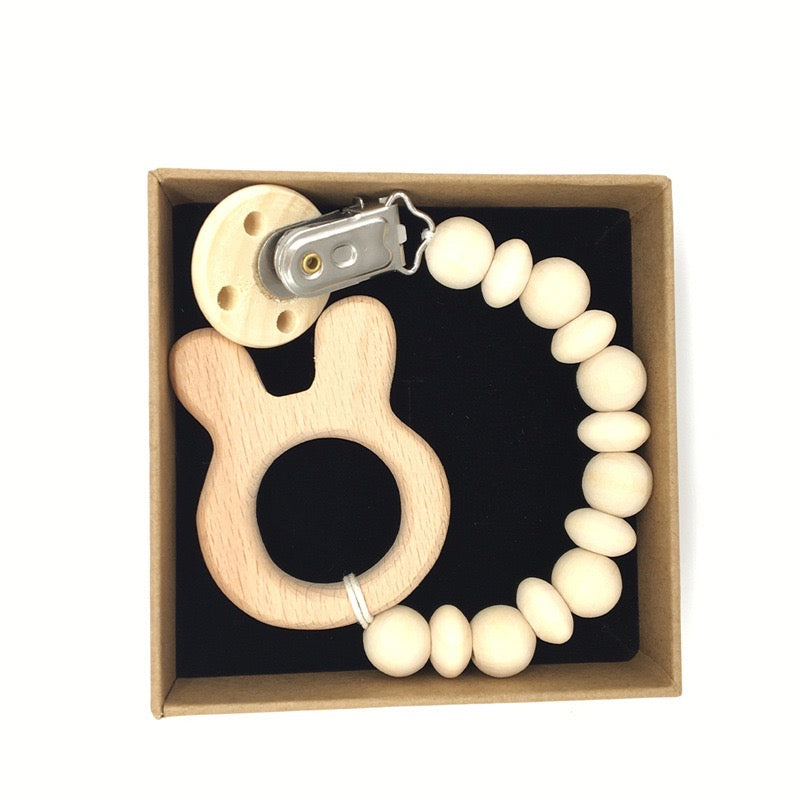 elephant wooden pacifier chain