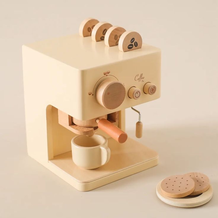 koa montessori wooden coffee maker play set